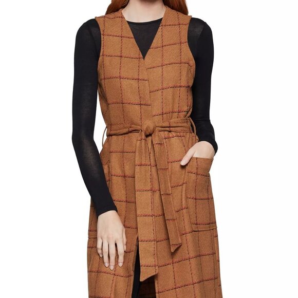 BCBGENERATION Plaid Longline Windowpane Vest NWT LARGE - Picture 3 of 11